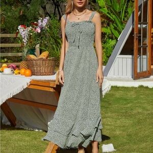 Green Summer Floral Maxi Dress
